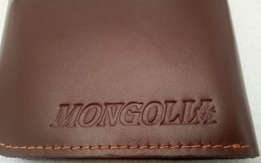 Brieftasche echtes Leder in braun      praktisch, stilbewusst und langlebig   Motiv: Ulziihee (endloser Knoten)